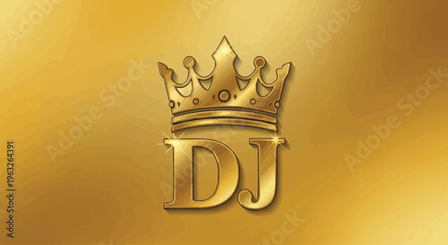 Golden Crowned DJ Logo Design.