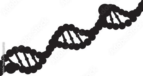 Abstract DNA helix vector illustration, genetic code strand, molecular biology graphic, scientific research and biotechnology concept art, black and white medical symbol