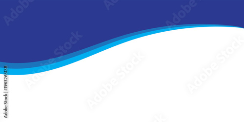 Abstract blue wavy background footer with layered curves on white space vector ilustartion