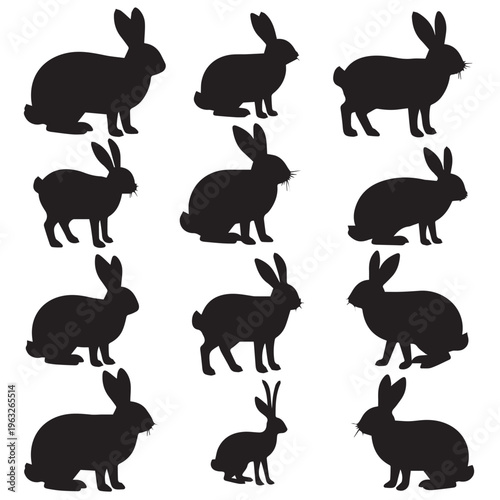 Sleek black silhouettes of various dog breeds in dynamic poses Vector