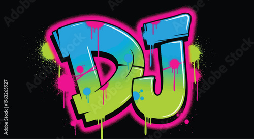 Colorful Graffiti DJ Music Symbol.