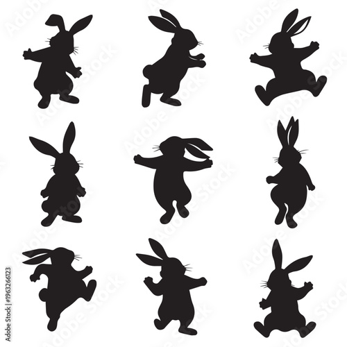 A collection of black silhouette birds perched on invisible branches Vector