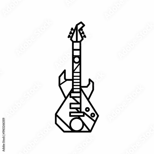 Black line art electric guitar icon.