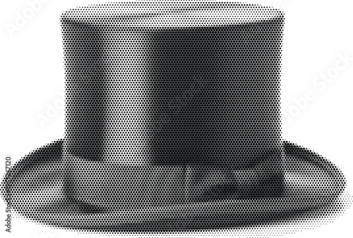 top hat magician formal headwear gentleman vintage halftone classic fashion accessory tuxedo clothes isolated