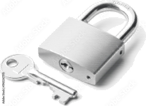 padlock key security safety halftone protection privacy metal lock equipment restricted steel access hardware