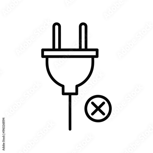 Power Plug Disconnected Error Icon Vector