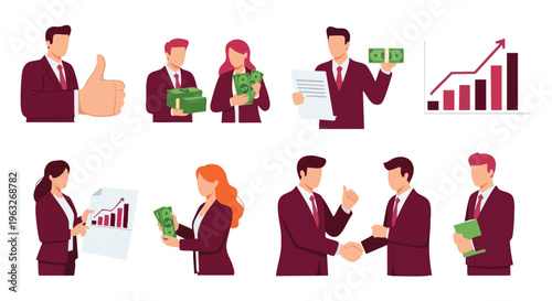 Business People, Finance, Success, and Teamwork Icons