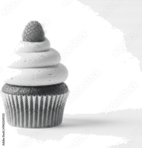 cupcake dessert sweet food halftone bakery treat sugar celebration party snack delicious kitchen nutrition
