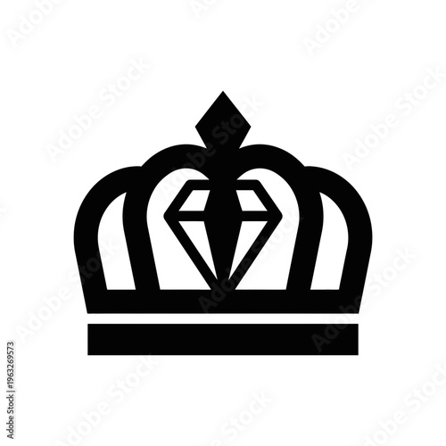 Crown Silhouette Icon with Diamond Detail