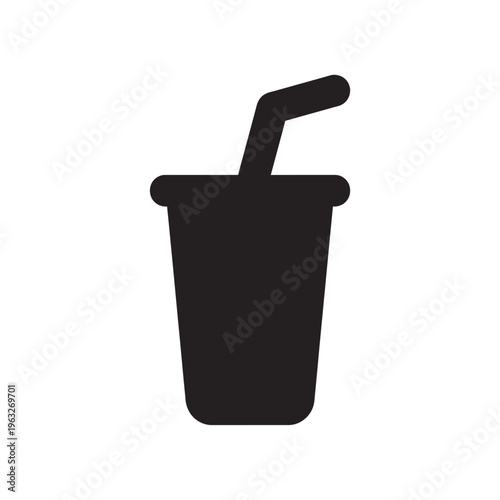Cup with a Straw Silhouette Icon