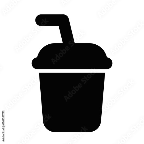 Silhouette of a beverage cup with straw