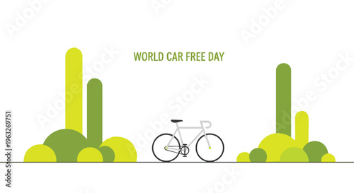 Bicycle Illustration. Flat design. Minimalist. World Car Free Day concept.