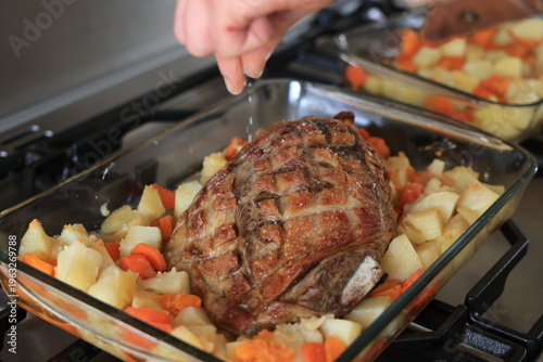 roasted lamb with veggies