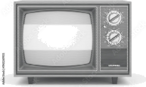 vintage tv television screen halftone broadcast retro media video technology analog classic entertainment monitor