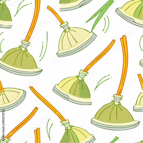 Seamless pattern of plungers a common household tool for unclogging drains.