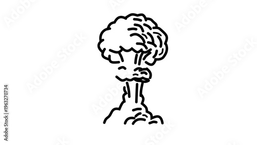 nuclear mushroom cloud, black isolated silhouette