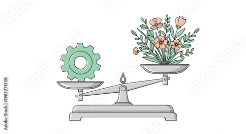Balance between nature and industry concept with scale.