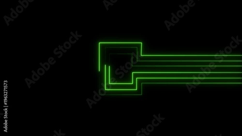 Futuristic neon green circuit board animation loop with dynamic lines on black background futuristic technology