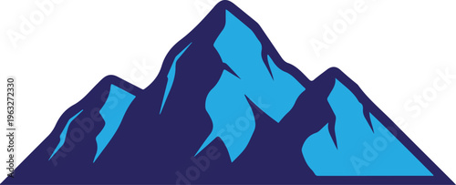 A blue mountain range with snow on the peaks and sides