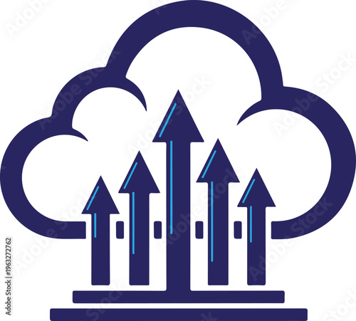 A blue cloud with arrows pointing up in the center on a grows upward quickly today