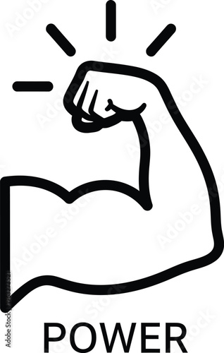 line vector icon power as muscle hand