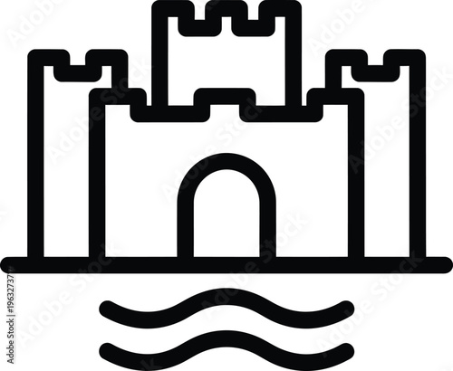 Hotel Atlantis The Palm, architecture of Dubai outline icon. Line sign landmark UAE, famous building, palace or castle. Vector isolated pictogram for web and app 