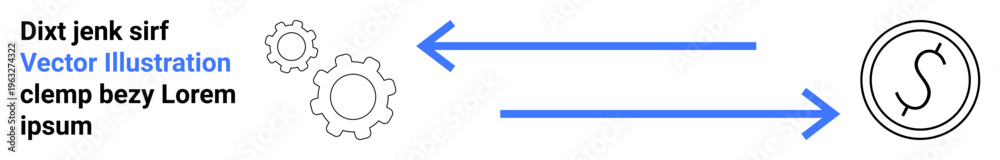 Fototapeta premium Business workflow, process optimization, productivity, efficiency, automation, teamwork. Minimal gears and arrows pointing to a circular logo. Workflow and process optimization