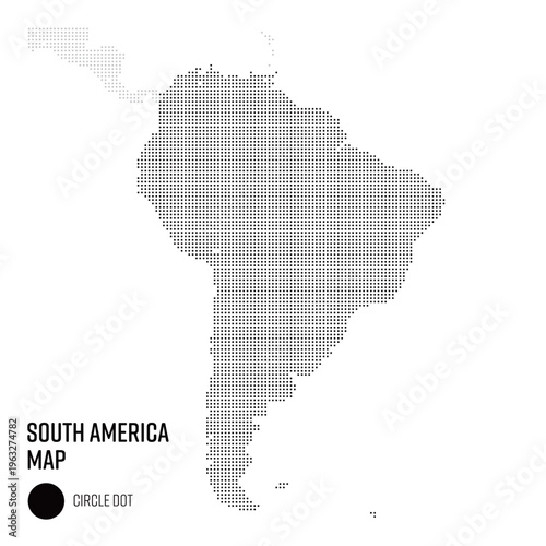 Coarse-dot World Map: South America Region, Grouped by Country