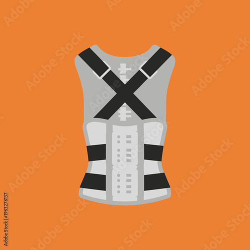 Gray and black back support brace.