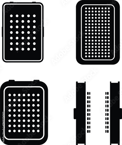 Set of Perforated Medical Sterilization Trays and Autoclave Cassettes Vector Art EPS SVG Illustrator