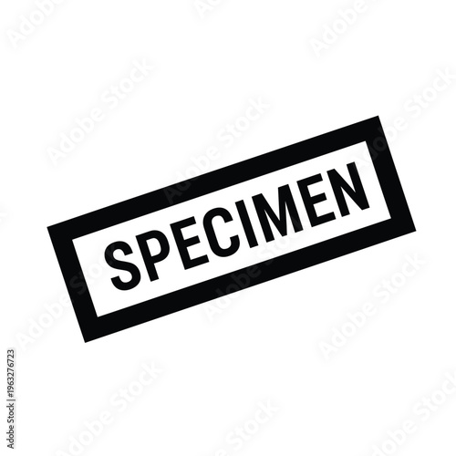 Vector illustration of a specimen stamp or label in black and white for design and editing purposes