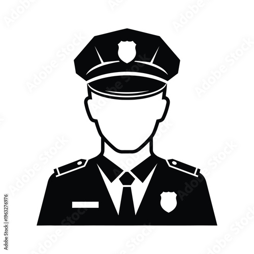 Vector illustration of a police officer in uniform with faceless design and badge