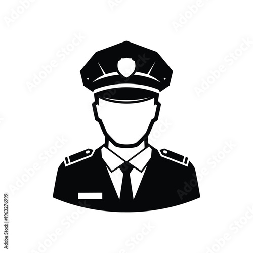 Vector illustration of a police officer or security guard in a uniform and hat