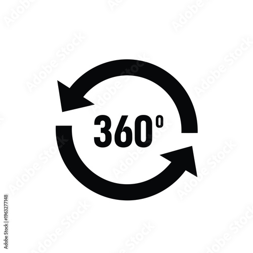 Vector illustration of a 360 degree rotation symbol with circular arrows