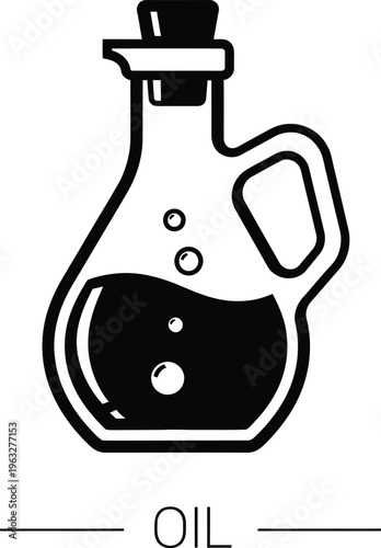 Jug with oil. Food icon in flat style. Culinary concept. Vector illustration for various recipes, cookbooks, culinary sites and other projects