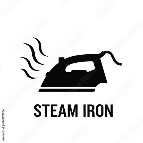 Vector illustration of a steam iron icon with heat waves for laundry and household cleaning concepts