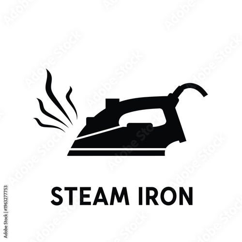 Vector illustration of a steam iron with rising steam for laundry and household use