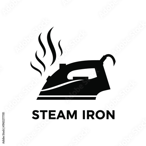 Vector illustration of a steam iron with rising steam lines