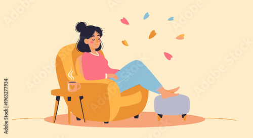 Woman relaxing on a comfortable chair.