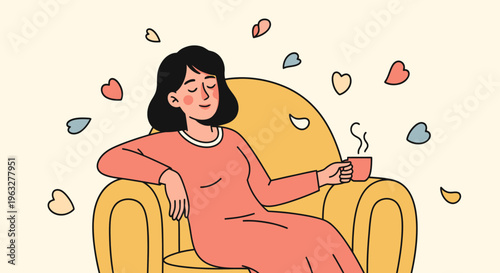 Woman relaxing with a cup of coffee.