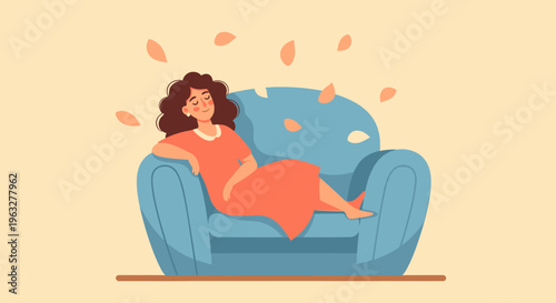 Woman relaxing on a couch at home.