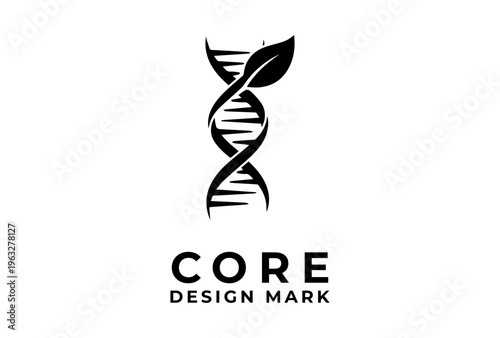 DNA Helix With Leaf Symbol Presented As Black Vector Silhouette Sketch Engraving Logo Illustration Representing DNA Day Biotechnology And Nature Concept