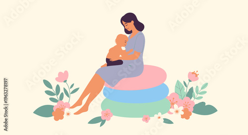 A woman breastfeeding a baby outdoors.