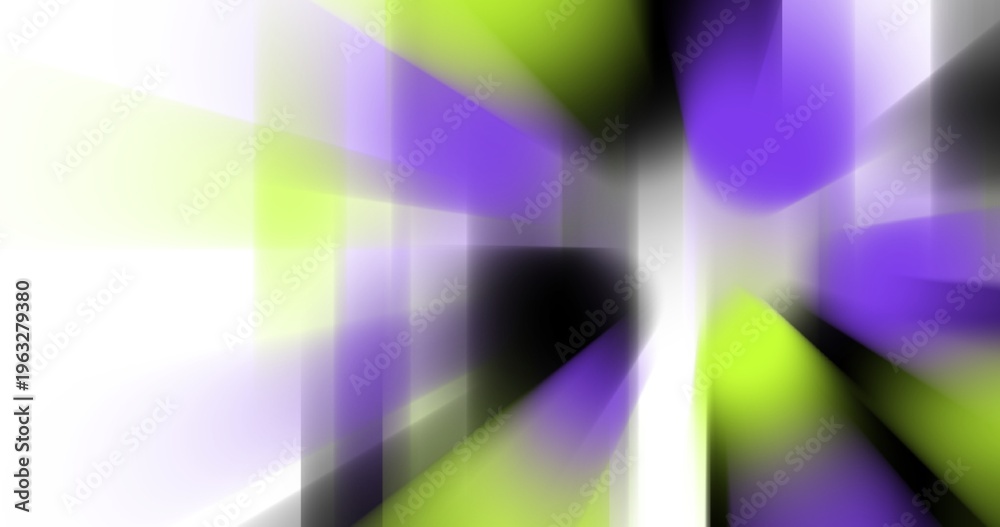 Obraz premium Modern abstract background with overlapping purple and green light bars. Geometric motion blur creates a high-tech, digital atmosphere