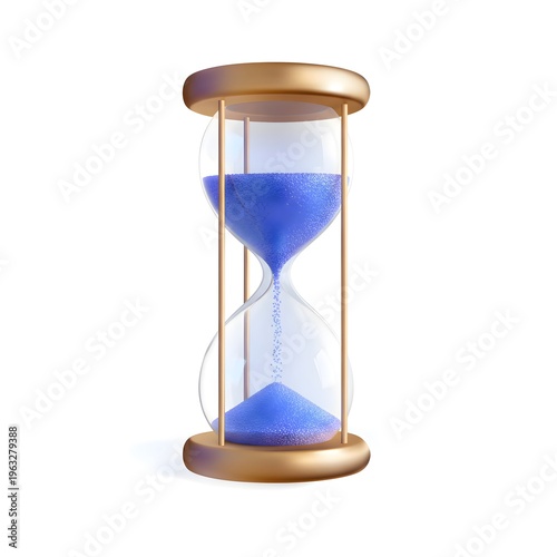 Hourglass Time Management Deadline Countdown Patience 3D Cartoon Illustration Isolated on White Background