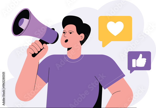 marketing, megaphone, announcement, social, media,  advertising, influencer, engagement, branding, message, broadcast, online, audience, digital, campaign, strategy, feedback, interaction