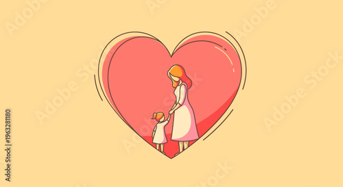 Mother and child in heart symbol.