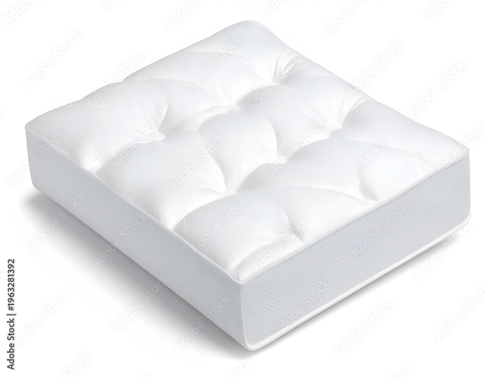 Naklejka premium Plush, quilted white mattress with textured sides