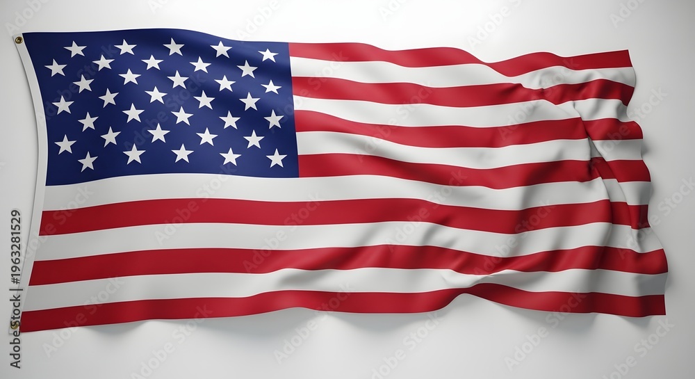 Fototapeta premium Waving american flag on white background
