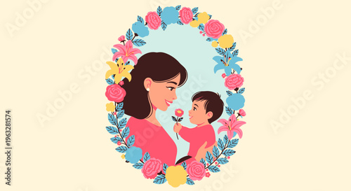 Mother and child love and care.